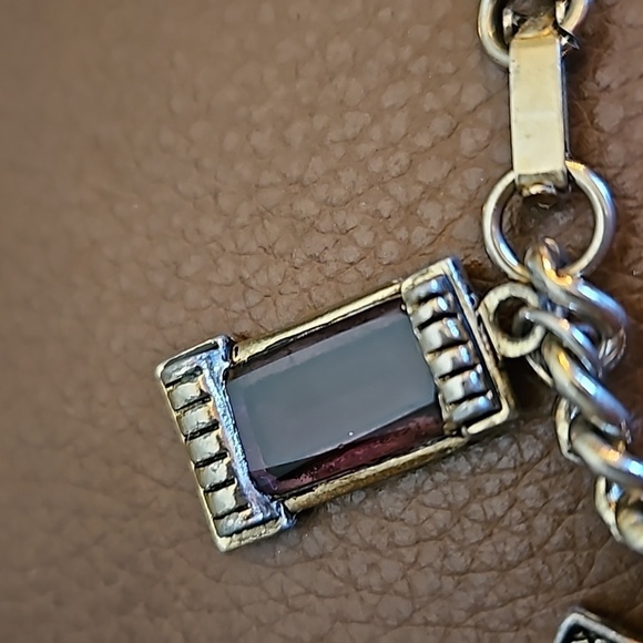 Vintage Medieval Renaissance Castlecore Shield Glass Charm Chain Bracelet - Picture 14 of 15